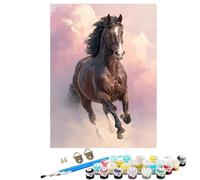 Peinture Numero Adulte Kits Animal Cheval, Peinture par Numero Adultes ou Enfant, DIY Loisirs Créatifs d'art, avec Pinceaux et Acryliques, pour Décoration Maison Cadeau Femme 40x55 cm BJHWK236