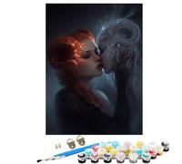 Peinture Numero Adulte Kits avec Cadre, Peinture par Numero Adultes ou Enfant Abstrait DéMon, DIY Loisirs Créatifs d'art, avec Pinceaux e 36 Acryliques, pour Décoration Maison Cadeau 30x40cm SYLDK269