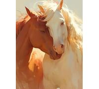 Peinture Numero Adulte Kits, Peinture Enfants Chevaux, DIY Couples Débutants Créatif paint by numbers à Main Acrylique Figured'art, Applicable à Famille Les Murs Décoration, Avec cadre 45x60cm A-489