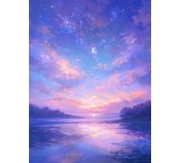 Peinture Numero Adulte Kits, Peinture Enfants Le Ciel, DIY La Lune Débutants Créatif paint by numbers à Main Acrylique Figured'art, Applicable à Famille Les Murs Décoration, Avec cadre 30x40cm A-758