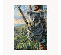 Peinture Numero Adulte Koala Toile Peinture par Numero Enfant Débutant avec Couleur Toile Animal 80x60cm Loisirs Créatifs Adultes Paint by Numbers pour Decoration Murale Salon Cadeau Femme FYH-2499