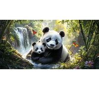 Peinture Numero Adulte, La Cascade Peinture par Numéro Débutants, Panda DIY Activité Manuelle Adulte avec Acrylique Pigments et Pinceaux pour Décoration Maison et Cadeaux, Sans Cadre 30x60 cm Z-1347
