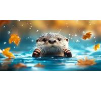 Peinture Numero Adulte, La Loutre Peinture par Numéro Débutants, Mignon DIY Activité Manuelle Adulte avec Acrylique Pigments et Pinceaux pour Décoration Maison et Cadeaux, Sans Cadre 50x100 cm Z-1601