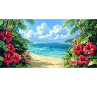 Peinture Numero Adulte La mer, fleur Peinture Par NuméRos Enfants, Kit Complet DIY Avec Toile, Peinture Acrylique & Pinceaux, Activité Manuelle Adulte La DéTente, IdéAl Cadeau Femme 90x180cm U-123