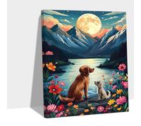 Peinture Numero Adulte Lac, Peinture Par Numero Animal DIY Adulte Débutants Kits, Numéros Coloré Toile, Acrylique et 3 Pinceaux , Décoration Intérieure Maison, Loisir Créatif Cadeau 100x130cm Y#B232