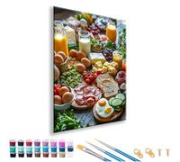 Peinture Numero Adulte Légume Peinture par Numero Adulte Cuisine, DIY Paint by Numbers Kits avec Pinceaux et Peintures Acryliques, Paint by Numbers par Décoration Murale, Sans Cadre 40 x 50 cm A-4