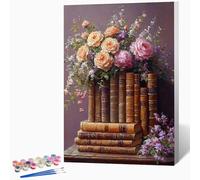 Peinture Numero Adulte Livre Peinture Par Numero Adulte Fleurs,DIY Enfant Activité Manuelle Kit Creatif 40x50cm, Kit Coloriage Avec PigmentéE Et Pinceaux, Decoration Murale (Sans Cadre) -LKF074US