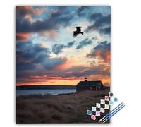 Peinture Numero Adulte Lodge Peinture par Numéros Adulte Paysage, Kit Creatif DIY Artisanat Avec Pinceaux et Acrylique pour la Décoration Murale Maison, Cadeau Femme 60x80 cm Sans Cadre fB-1301