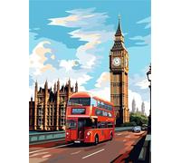 Peinture Numero Adulte Londres, DIY Paysage Peinture par Numero Adulte, Acryliques Peinture par Numéros pour Adultes Débutants Enfants, Loisirs Créatifs Adultes pour Tableau Decoration Murale 30x40cm