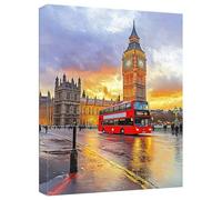Peinture Numero Adulte Londres Peinture Numero Enfant Big Ben DIY Figured'art Numero d'art Kit Creatif Adulte avec 3 Pinceaux Peintures Acryliques, Chambre Décoration, Cadeau Femme 30x40cm, Model39