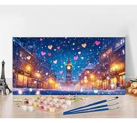 Peinture Numero Adulte Londres Peinture Numero Enfant Neige Painting by Numbers, DIY Loisir Creatif Adulte Couleur Canevas Travaux Manuels, Décoration Murale Cadeau Femme Sans Cadre 50x100cm F-1Z17