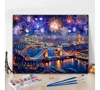 Peinture Numero Adulte Londres Peinture Numero Tower Bridge, Loisirs Créatifs Adultes DIY Paint by Numbers Avec Pinceaux et Acryliques Artisanat kit pour Décoration, Femme Cadeau 35x45 cm Y3-1