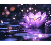 Peinture Numero Adulte lotus Violet Kits de Peinture au Numéro avec 3 Pinceaux et Pigment Acrylique, DIY Activité Manuelle Adulte Numéro d'Art 50x70cm pour Decoration Maison Cadeau Femme L0-290