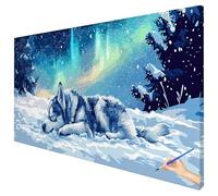 Peinture Numero Adulte Loup 150x60cm Peinture par Numero Adulte Aurore Paint by Numbers for Adults Cheerful Painting DIY Acrylique Tableau a Peindre Tableau Decoration Murale Cadeau Sans Cadre M-33