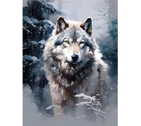 Peinture Numero Adulte Loup, DIY Animal Peinture par Numero Adulte, Acryliques Peinture par Numéros pour Adultes Débutants Enfants, Loisirs Créatifs Adultes, Tableau Decoration Murale Cadeaux 30x40cm