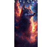 Peinture Numero Adulte Loup DIY Peinture par Numero Adulte Flamme Tableau a Peindre Acrylique pour Adultes Débutants, Sans Cadre 80X160cm avec Peintures et Pinceaux, Décoration Murale Salon W6-643