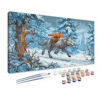 Peinture Numero Adulte Loup, Peinture Numero Chat Paint by Numbers Grand Format XXL 20x40 cm, Loisirs Créatifs Adultes avec Pinceaux et Pigment Acrylique pour Deco Murale, Cadeau Femme/ Homme 4L-345