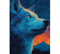 Peinture Numero Adulte Loup Peinture Numero Ciel éToilé Paint by Numbers for Adults avec Pinceaux et Acryliques DIY Activité Manuelle Adulte pour Decoration Maison, Cadeau 20x28 Pouces -zjn2507B0