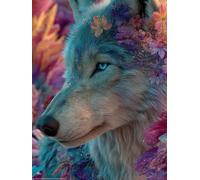 Peinture Numero Adulte Loup Peinture Numero Enfant, Activité Manuelle Adulte Paint By Numbers Fleur DIY Creatif Toile Peintures à L'huile pour Décoration Murale Cadeau Femme 100x130cm Sans Cadre S-317