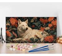 Peinture Numero Adulte Loup Peinture Numero Enfant Fleur Painting by Numbers, DIY Loisir Creatif Adulte Couleur Toile Canevas Travaux Manuels, Décoration Murale Cadeau Femme Sans Cadre 30X60cm 8-9159