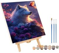 Peinture Numero Adulte Loup Peinture Numero Fleur, DIY Canevas Kit Complet Adulte, Loisirs Créatifs Adultes, Paint by Numbers Kit avec Pinceaux, Décoration Maison, Cadeau Femme 90x120cm wsc-5137