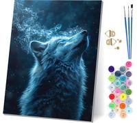 Peinture Numero Adulte Loup, Peinture Numero PsychéDéLique, DIY Activité Manuelle Adulte, Paint by Numbers for Adults Kits avec Pinceaux et Peintures, Pour Décoration Maison Cadeau 30x40cm 1-3020