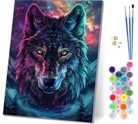 Peinture Numero Adulte Loup Peinture Numero sur Toile, DIY Loisirs Créatifs Adultes Animal, Canevas kit Complet Adulte avec Pinceaux, Tableau Decoration Murale, Cadeau Femme 50x65cm 8-3054