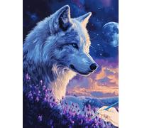 Peinture Numero Adulte Loup Peinture par Numero Adulte Enfant Animaux Kits DIY Paint by Numbers for Adults Kit Bricolage Cheerful Painting pour Tableau Decoration Murale Cadeau Femme 50x70cm I-73
