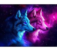 Peinture Numero Adulte Loup univers Kits de Peinture au Numéro avec 3 Pinceaux et Pigment Acrylique, DIY Activité Manuelle Adulte Numéro d'Art 50x70cm pour Decoration Maison Cadeau Femme L0-282