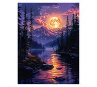 Peinture Numero Adulte Lune Coloriage par Numero Adulte Montagne, Activité Manuelle Enfant avec Peinture Acrylique y Pinceaux Toiles 40 x 30 cm, DIY Paint by Numbers, Decoration Maison model-1789