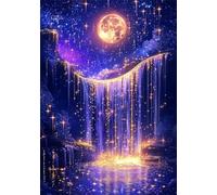 Peinture Numero Adulte,Lune de la cascade violette DIY Kits de Peinture au Numéro,Acrylique Peinture par Numéros avec Pinceaux Peinture Paint by Numbers pour Décor Maison et Cadeau Sans Cadre,45x60cm