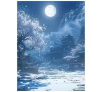 Peinture Numero Adulte Lune Loisirs CréAtifs Adultes avec Kit Pinceaux Peinture Acrylique et Toile a Peindre 60 x 80CM Architecture Paint by Numbers for Adults pour Decoration Murale Cadeau 8YH-1132