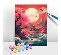 Peinture Numero Adulte Lune, Peinture Numero Enfant Architecture, Tableau a Peindre Kit avec Acrylique et Pinceaux, DIY Activite Manuelle Adulte Enfants et Débutants,Décoration de Maison 60x80cm T-877