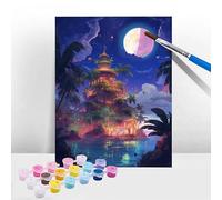 Peinture Numero Adulte Lune, Peinture Numero Enfant Architecture, Tableau a Peindre Kit avec Acrylique et Pinceaux, DIY Activite Manuelle Adulte Enfants et Débutants,Décoration de Maison 45x60cm T-581