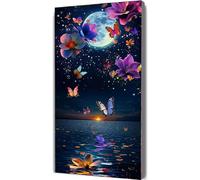 Peinture Numero Adulte Lune Peinture par Numero Enfant Papillon,DIY Adulte Loisirs Créatifs Peintures à l'huile Kits avec Cadre Acryliques Peintures et Pinceaux pour Femme Cadeaux 60x120cm LE-171