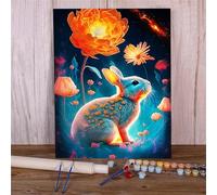 Peinture Numero Adulte,Magnifique lotus DIY Acryliques Peinture par Numéros pour Débutants,Lapin Creatif Toile Peinture à l'huile pour Décoration de la Maison,avec Cadre 40x50cm