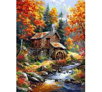 Peinture Numero Adulte Maison Forestière Paysage, Kits de Peinture au Numéro pour Débutants, Peinture par Numero Adulte 70 x 100 cm, DIY Peinture Numero Avec Peintures et Pinceaux (Sans Cadre) -YH942