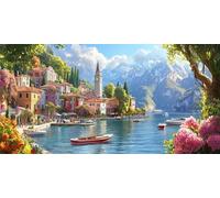 Peinture Numero Adulte maison, Le Lac Peinture Par NuméRos Enfants, Kit Complet DIY Avec Toile, Peinture Acrylique & Pinceaux, Activité Manuelle Adulte La DéTente, IdéAl Cadeau Femme 80x160cm U-182