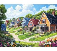 Peinture Numero Adulte Maisons Fleur Kit Peinture Enfant, DIY Toile Paint by Numbers Kits, Coloriage Numerote Adulte, Creatif Painting Kits, Décoration Noel, Cadeau Femme (Sans Cadre) 80x100cm RZ8-233