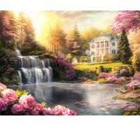 Peinture Numero Adulte Maisons Paysage Kit Peinture Enfant, Toile Paint by Numbers Kits, Coloriage Numerote Adulte, Creatif Painting Kits, Décoration Noel, Cadeau Femme (Sans Cadre) 50x70cm RZ8-231