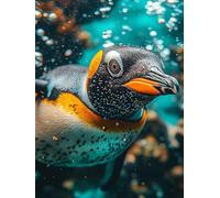 Peinture Numero Adulte Manchot Peinture Numéro Animal Activite Manuelle Adulte Canevas Kit Complet Paint by Numbers DIY Canevas Painting Art Creatif pour Decora, Cadeau Femme 50x80cm Sans Cadre 2-67N4