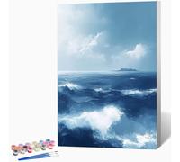Peinture Numero Adulte Mer, DIY Peinture par Numero Adulte Paysage, Kit Creatif avec Acrylique, Coloriage Numerote avec Pinceaux pour Decoration Murale Cadeau Femme 70x95cm Sans Cadre -WX251086