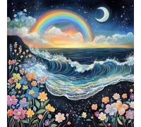 Peinture Numero Adulte mer, fleur Peinture Numero Enfant, Kit Complet DIY Peinture Acrylique, Activité Manuelle Adulte, Creart Tableau Decoration Murale Pour Deco Chambre, Sans Cadre 70x70cm 3-228