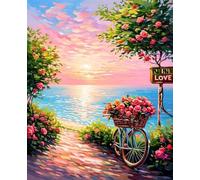 Peinture Numero Adulte, Mer Peinture par Numero Adulte Enfants DIY Paint by Numbers Fleur avec Pigment Acrylique et Pinceaux, Kit de Loisirs Créatifs pour Decoration Maison 50x65cm (Sans Cadre) N-37