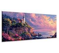 Peinture Numero Adulte Mer Phare Peinture Numero Enfant,Kits de Peinture au Numéro Coloriage par Numero Adulte,Adulte Paint by Numbers avec 3 Pinceau et Pigment Acrylique,35 x 80 cm Sans Cadre yf518