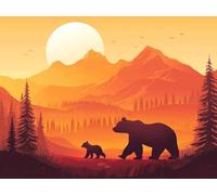 Peinture Numero Adulte, Montagne Ours Peinture par Numéros pour Adultes Débutants, Activité Manuelle Enfant, Coloriage par Numero, Loisir Creatif Adulte, la Décor de la Maison Cadeau 80x100cm H-390