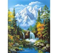 Peinture Numero Adulte, Montagne Peinture par Numero Adulte Enfants DIY Paint by Numbers Cascade avec Pigment Acrylique et Pinceaux, Kit de Loisirs Créatifs, Decoration Maison 40x50cm Sans Cadre K-56