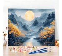 Peinture Numero Adulte Montagnes Peinture par Numero Adulte Pays Merveilles Activité Manuelle Complet Kit Bricolage Loisirs Créatifs Adultes Débutant avec Pinceaux, Décoration Murale 100x135CM W6-407