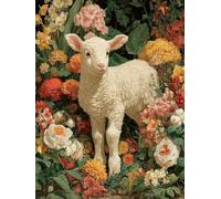 Peinture Numero Adulte Mouton Paint by Numbers 40x50cm Coloriage Adulte Numéroté Fleurs DIY Kit Creatif Adultes Peinture Toile avec Peintures Acrylique pour Décoration Maison Cadeau, Sans Cadree S-234