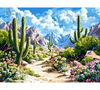 Peinture Numero Adulte Nature Peinture par Numero Adulte Cactus Paint by Numbers Activité Manuelle, Bricolage Coloriage Tableau a Peindre Kit for Tableau Decoration Murale Cadeau Femme 80x60cm U-98